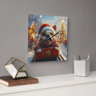 Bull Terrier Hund jul Fyrkantig Klocka