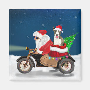 Bull Terrier Hund jul Jultomten Magnet