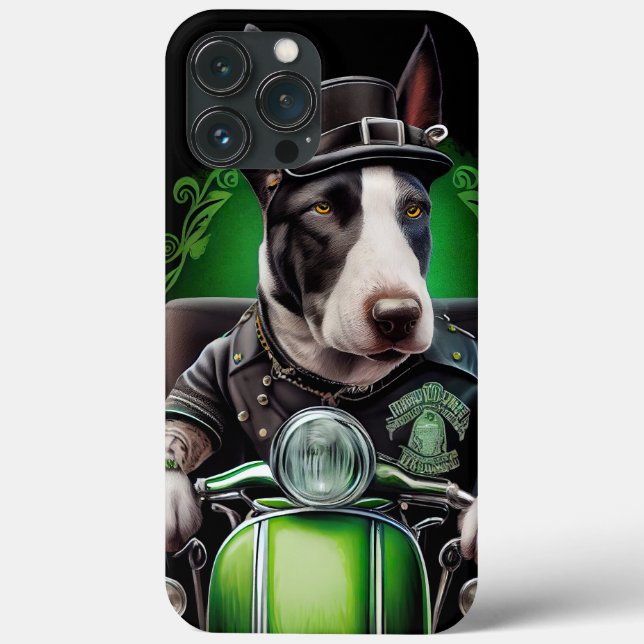 Bull Terrier Hund Kör Cyckel St. Patricks Dag (Baksida)