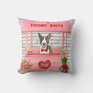 Bull Terrier Hund Kysstanden på Alla Hjärtans Dag Kudde