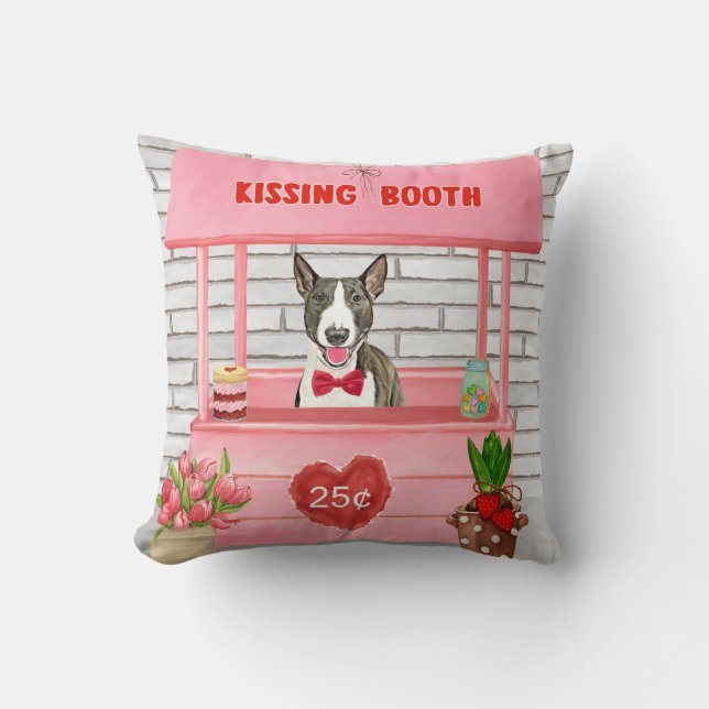 Bull Terrier Hund Kysstanden på Alla Hjärtans Dag  Kudde (Framsida)