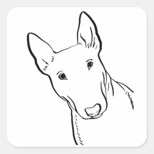Bull Terrier Hund Line Art Gift Idea Fyrkantigt Klistermärke