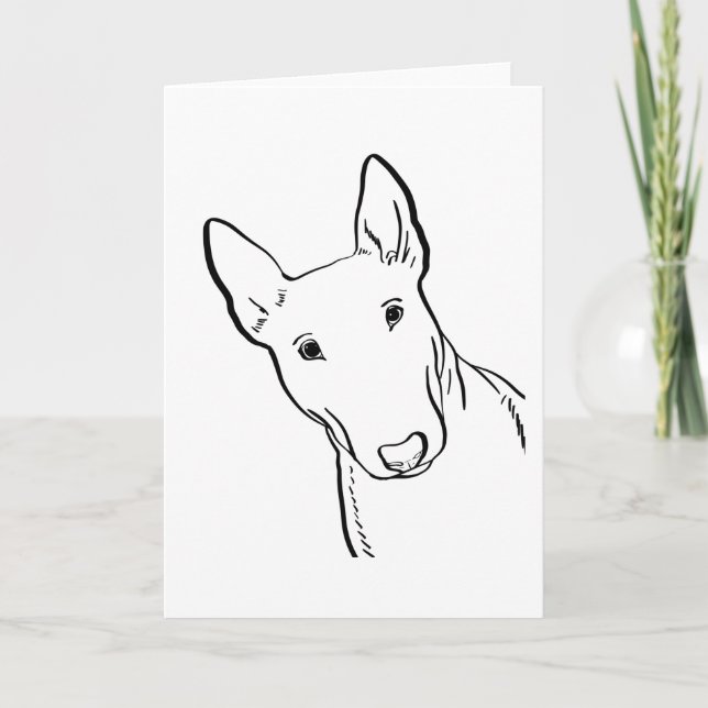 Bull Terrier Hund Line Art Gift Idea Kort (Framsida)