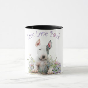 Bull Terrier Hund Mamma Blommig Mugg