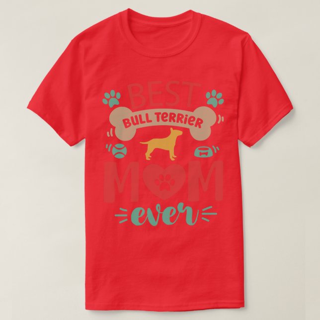 Bull Terrier Hund Mamma T Shirt (Design framsida)