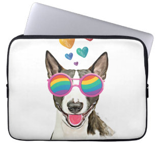 Bull Terrier Hund med Hearts Valentine Day Laptop Fodral