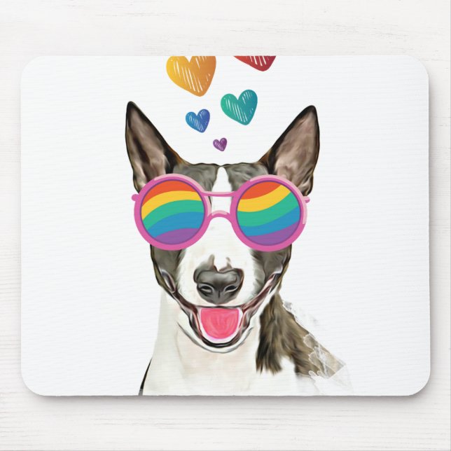 Bull Terrier Hund med Hearts Valentine Day Musmatta (Framsidan)