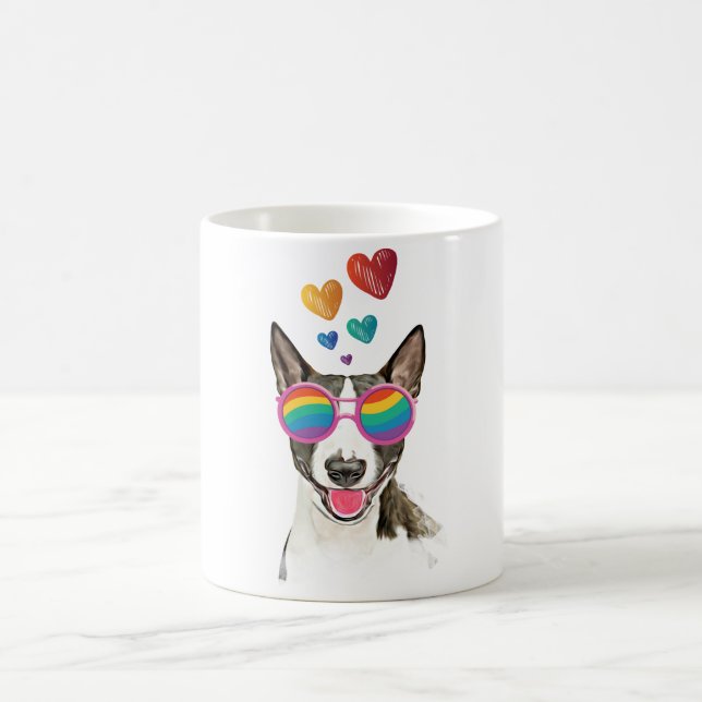 Bull Terrier Hund med Hjärtan Alla Hjärtans Dag Kaffemugg (Center)