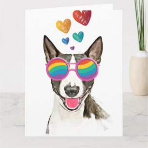 Bull Terrier Hund med Hjärtan Alla Hjärtans Dag Kort