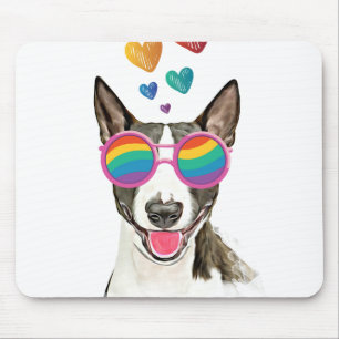 Bull Terrier Hund med Hjärtan Alla Hjärtans Dag Musmatta