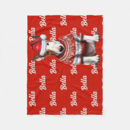 Bull Terrier Hund med Namn under den skyddade jule Fleecefilt