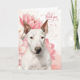 Bull Terrier Hund Mjuk Rosa Botaniska Blommor Tack Kort