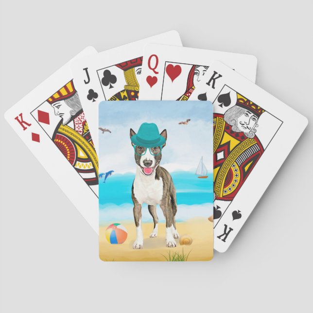 Bull Terrier Hund på Beach Casinokort (Baksidan)