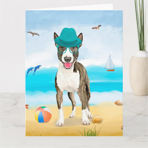 Bull Terrier Hund på Beach Kort