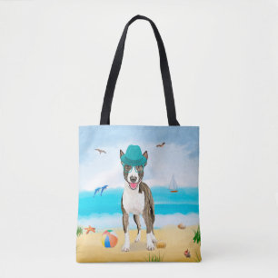 Bull Terrier Hund på Beach Tygkasse
