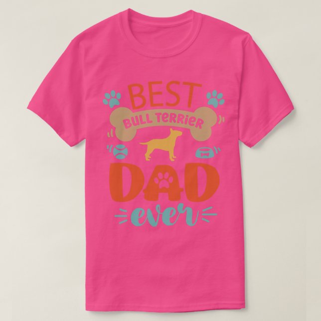 Bull Terrier Hund Pappa T Shirt (Design framsida)