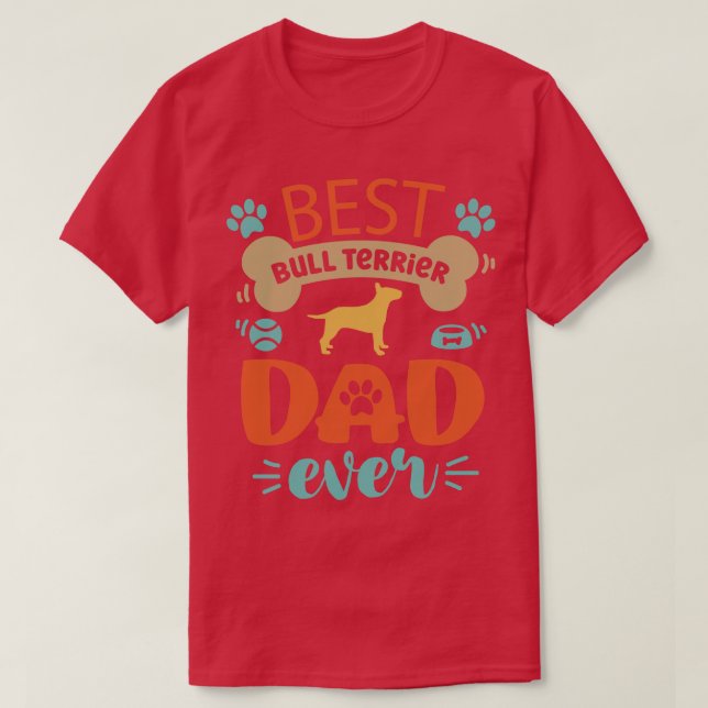 Bull Terrier Hund Pappa T Shirt (Design framsida)