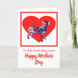 Bull Terrier Hund Red Heart Mor's Day Card Tack Kort