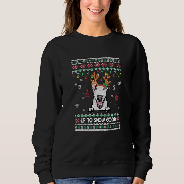Bull Terrier Hund Reindeer Ugly jul Julafton T Shirt (Framsida)