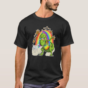 Bull Terrier Hund Rides Rainbow Clouds bredvid Dan T Shirt