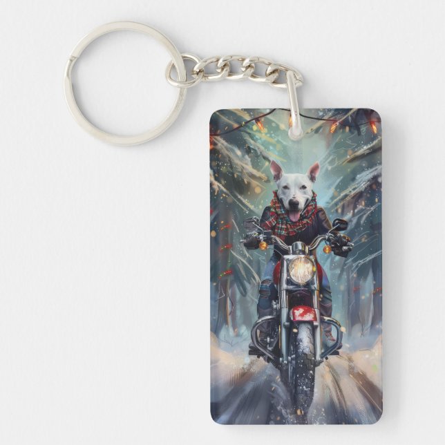 Bull Terrier Hund Riding Motorcle Jul (Framsidan)