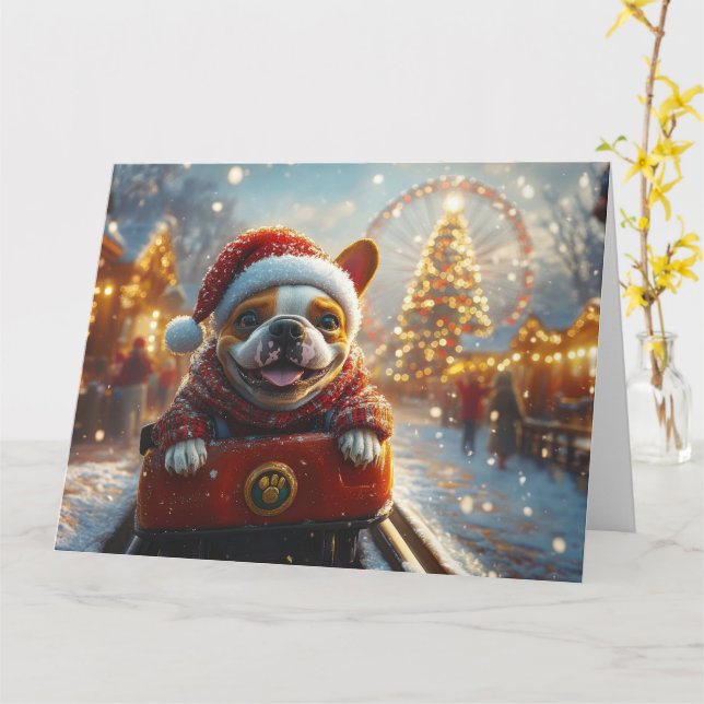 Bull Terrier Hund Roller Underlägg jul Kort (Gul blomma)