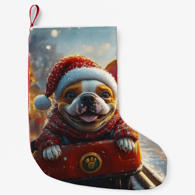 Bull Terrier Hund Roller Underlägg jul Liten Julstrumpa (Framsidan)