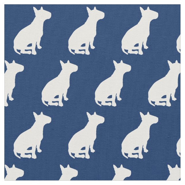 Bull Terrier Hund Silhouette Pet Navy Blue Tyg (Närbild)