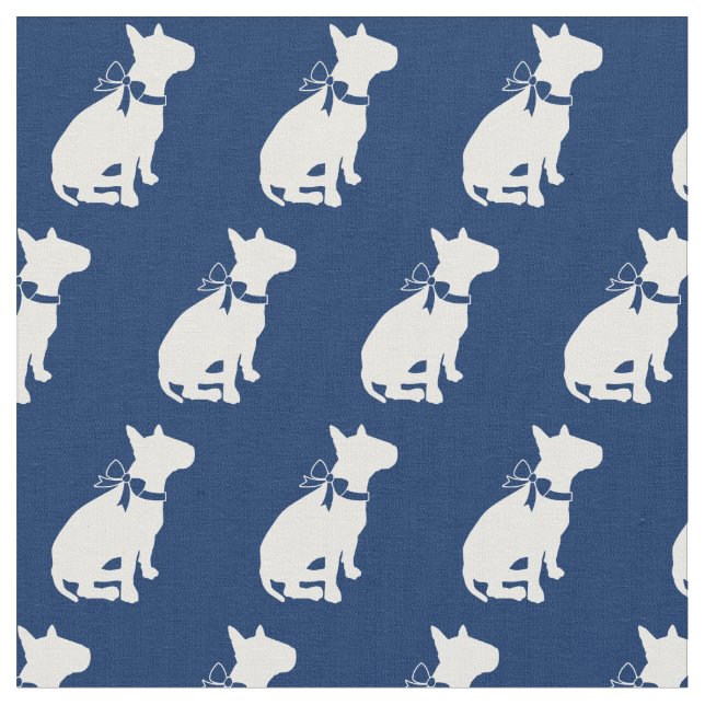 Bull Terrier Hund Silhouette Pet Navy Blue Tyg (Närbild)