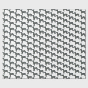 Bull Terrier Hund Silhouette Y&B Grid White Presentpapper