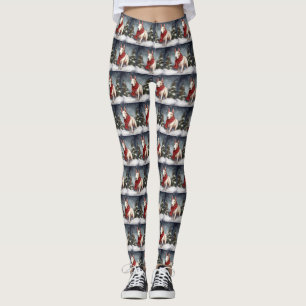 Bull Terrier Hund under Snö-julen Leggings