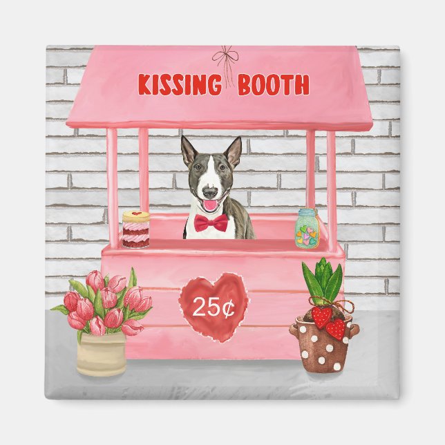 Bull Terrier Hund Valentine Day Kissing Booth Magnet (Framsidan)