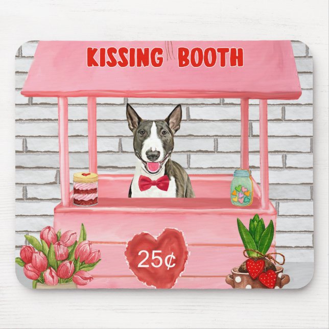 Bull Terrier Hund Valentine Day Kissing Booth Musmatta (Framsidan)