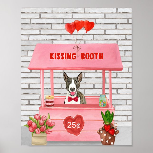 Bull Terrier Hund Valentine Day Kissing Booth Poster (Framsidan)