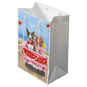 Bull Terrier Hund Valentine Day Lastbil Hearts