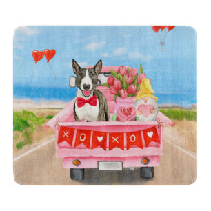 Bull Terrier Hund Valentine Day Lastbil Hearts