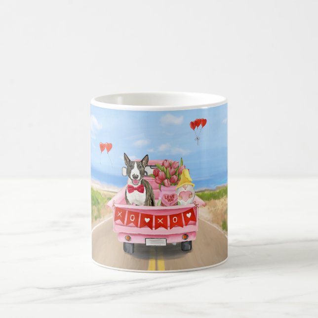 Bull Terrier Hund Valentine Day Lastbil Hearts Kaffemugg (Center)