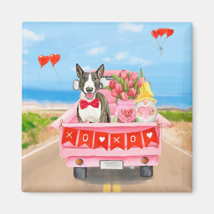 Bull Terrier Hund Valentine Day Lastbil Hearts Magnet