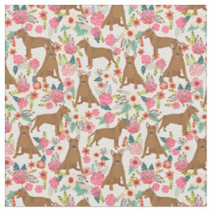 Bull Terrier hund vintage blommigt Tyg