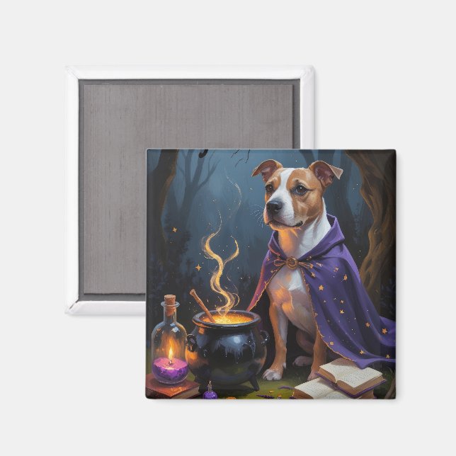 Bull Terrier Hund Whimsical Halloween-målning Magnet (Front/Back)