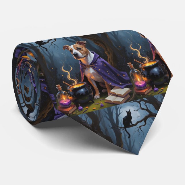 Bull Terrier Hund Whimsical Halloween-målning Slips (Rullad)