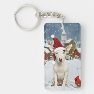 Bull Terrier Hund Winter Wonderland jul Joy