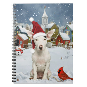 Bull Terrier Hund Winter Wonderland jul Joy Anteckningsbok