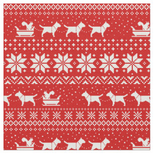 Bull Terrier Hundar jul Helgdag Sleigh Ride Tyg