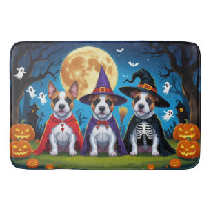 Bull Terrier Hundar Pumpa Halloween Roligt Badrumsmatta