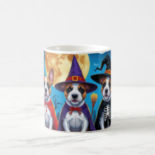Bull Terrier Hundar Pumpa Halloween Roligt Kaffemugg