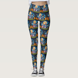 Bull Terrier Hundar Pumpa Halloween Roligt Leggings