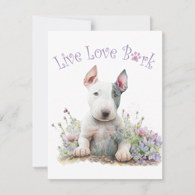 Bull Terrier Hundmamma Blommig Anteckningskort (Framsida)