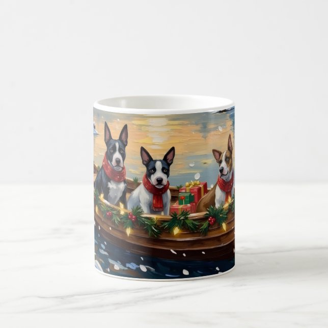 Bull Terrier Jul Båt Högtid Kaffemugg (Center)