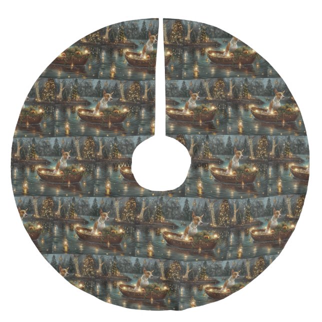 Bull Terrier Jul Festive Voyage Julgransmatta Borstad Polyester (Framsidan)